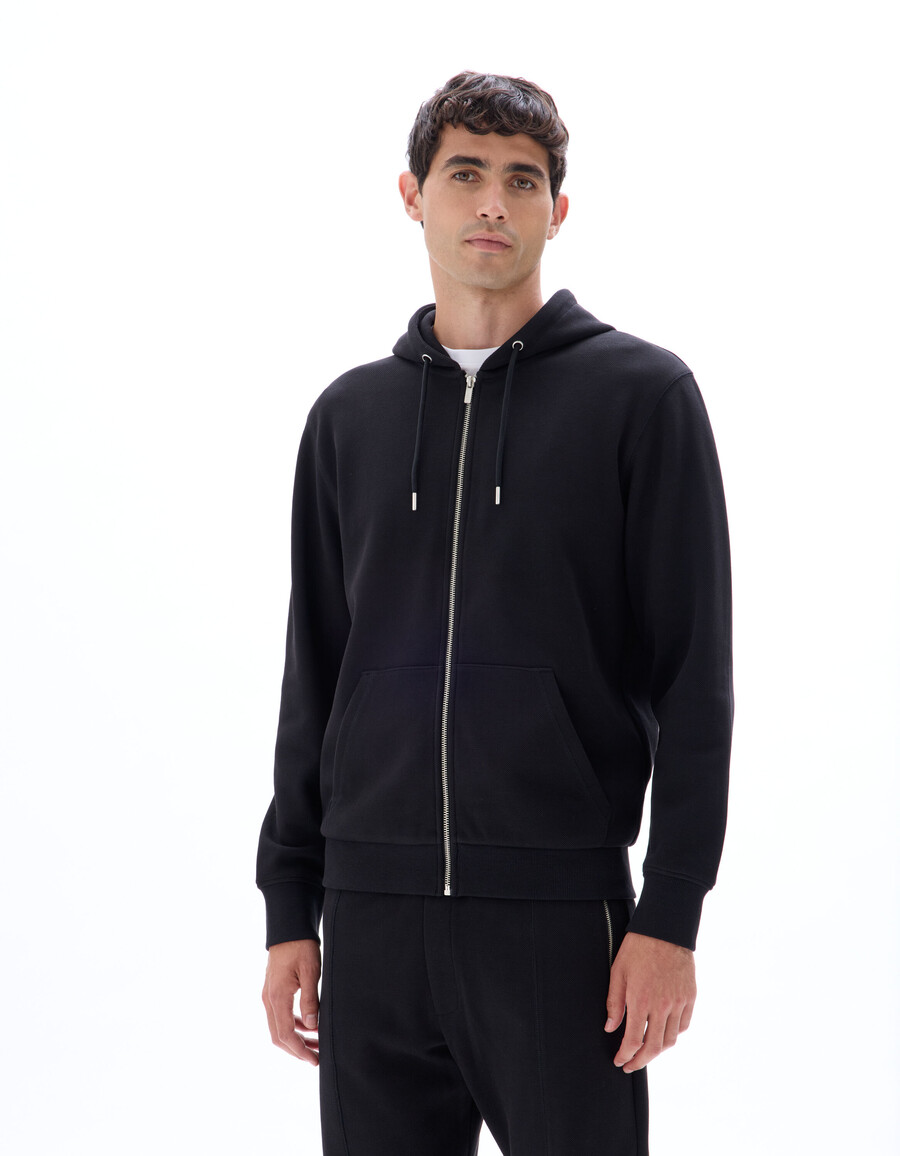 sudadera con capucha y cremallera de corte regular en tejido piqué