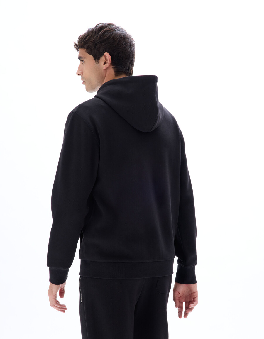 sudadera con capucha y cremallera de corte regular en tejido piqué