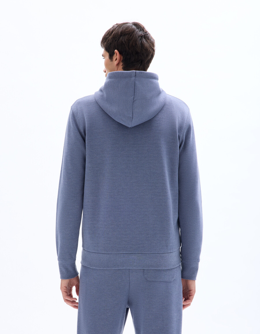 sudadera con capucha y cremallera de corte regular en tejido piqué