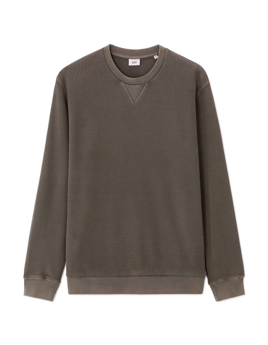 sudadera de cuello redondo regular 100 algodón gofrado