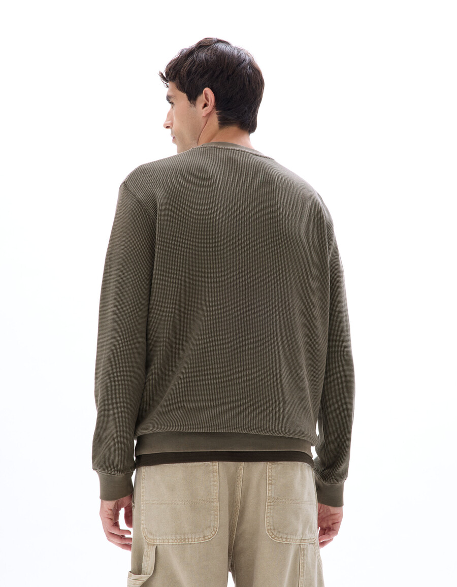 sudadera de cuello redondo regular 100 algodón gofrado
