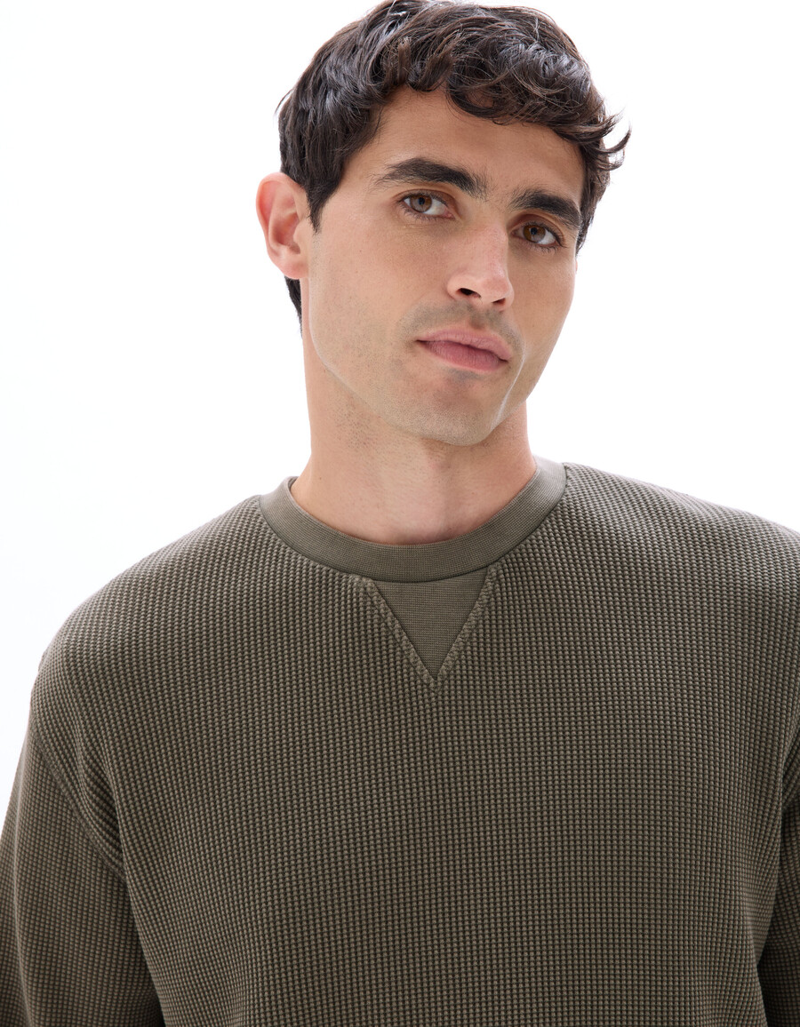 sudadera de cuello redondo regular 100 algodón gofrado