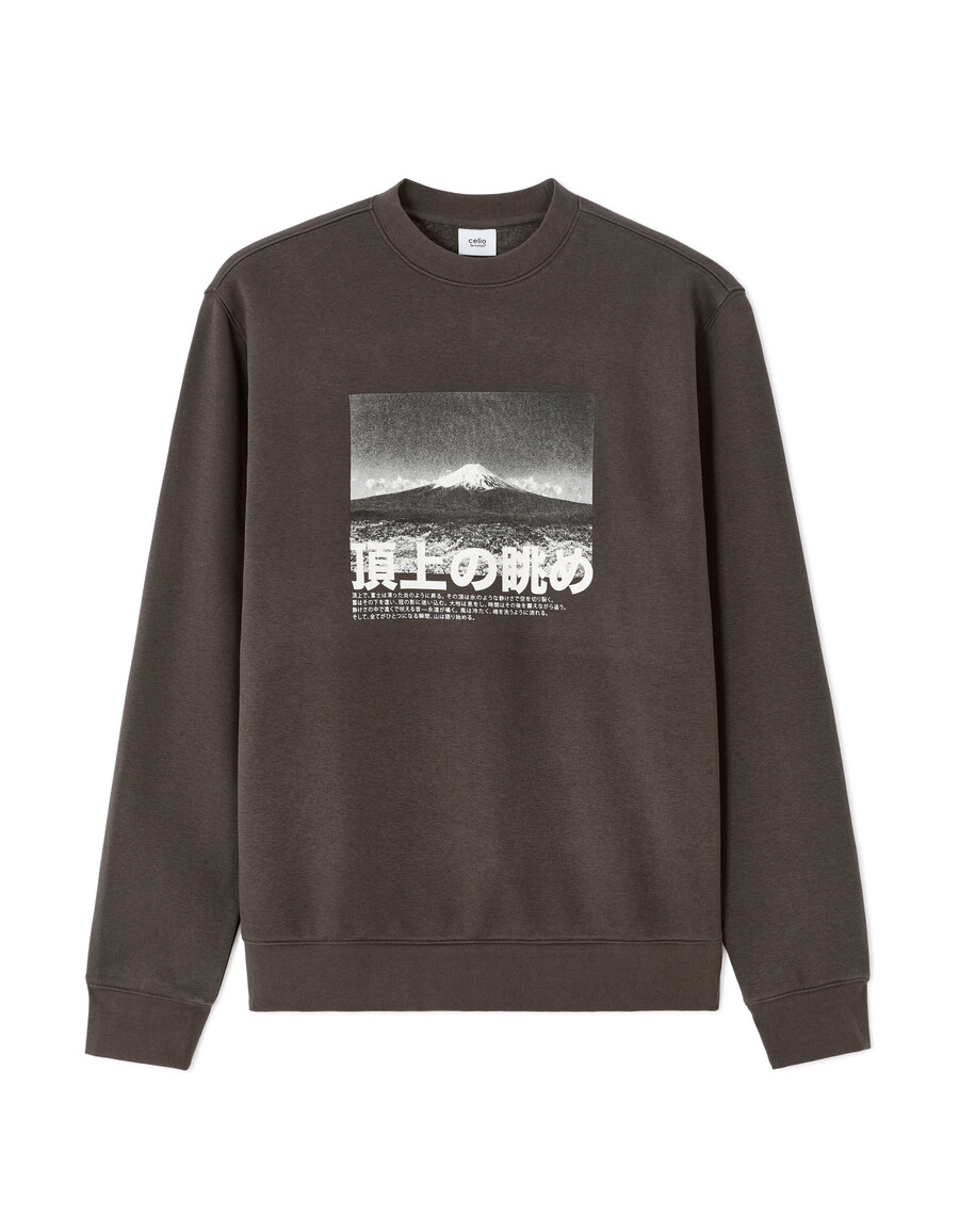sudadera de cuello redondo y corte regular con estampado asiático