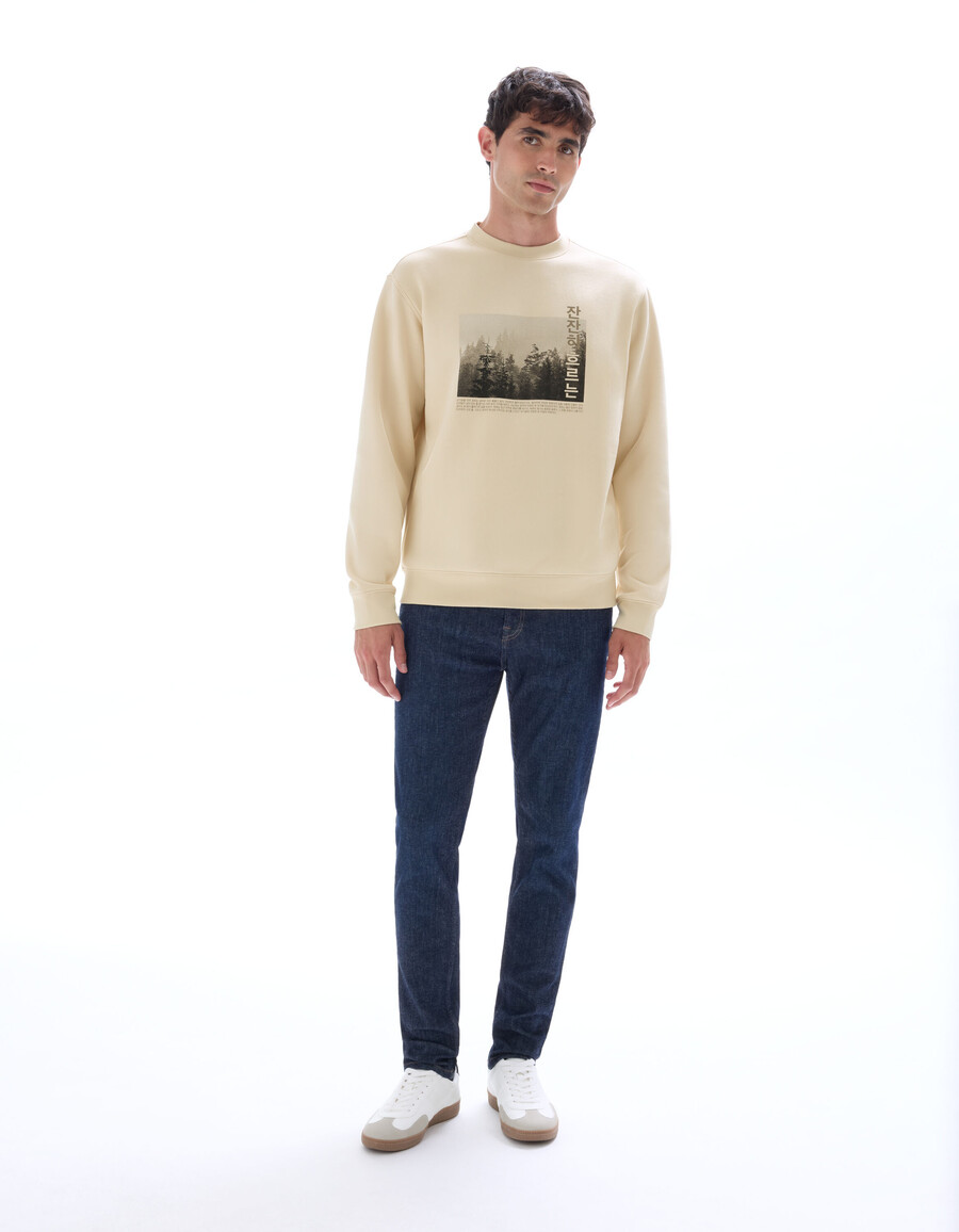 sudadera de cuello redondo y corte regular con estampado asiático