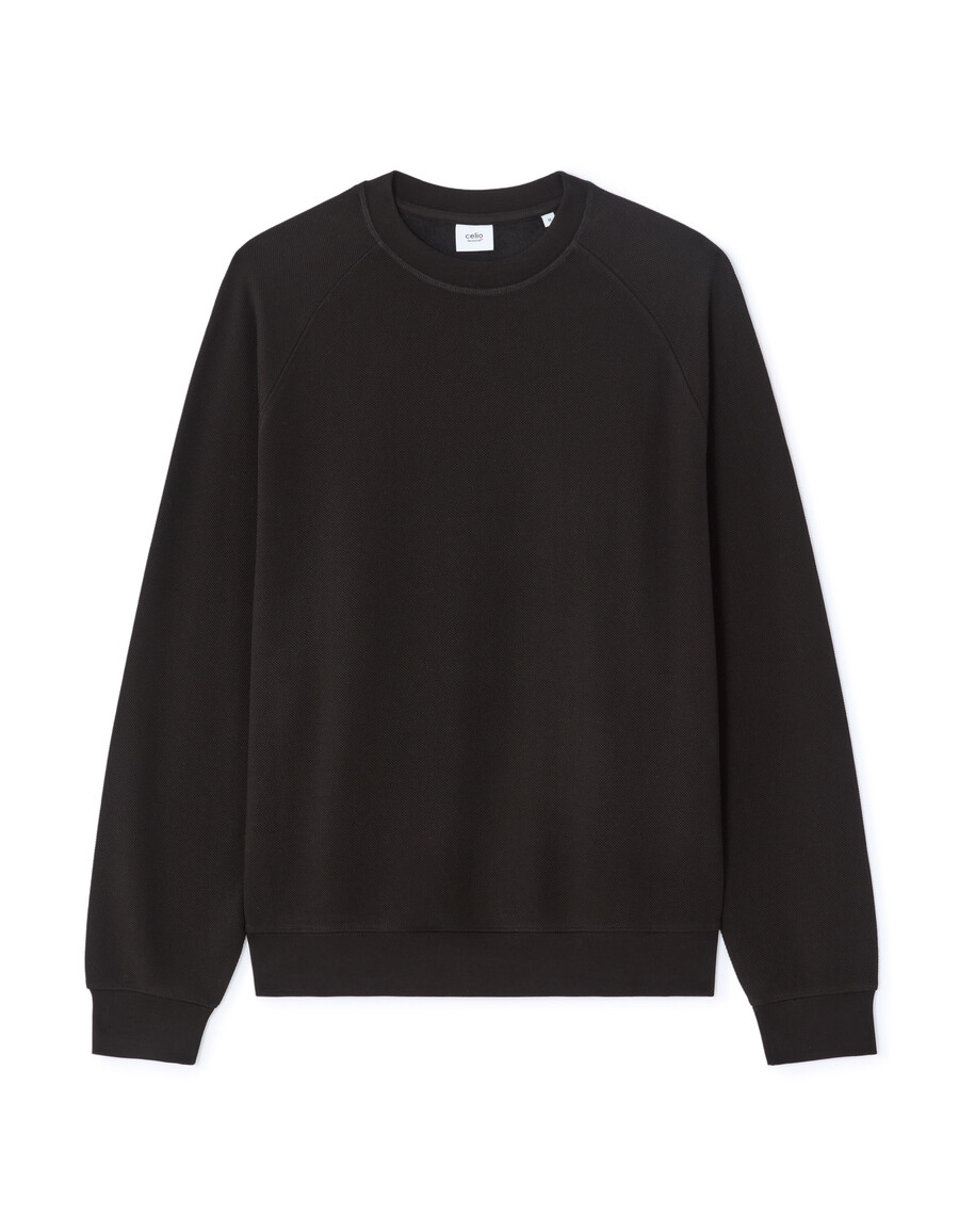 sudadera de piqué de cuello redondo de gran tamaño