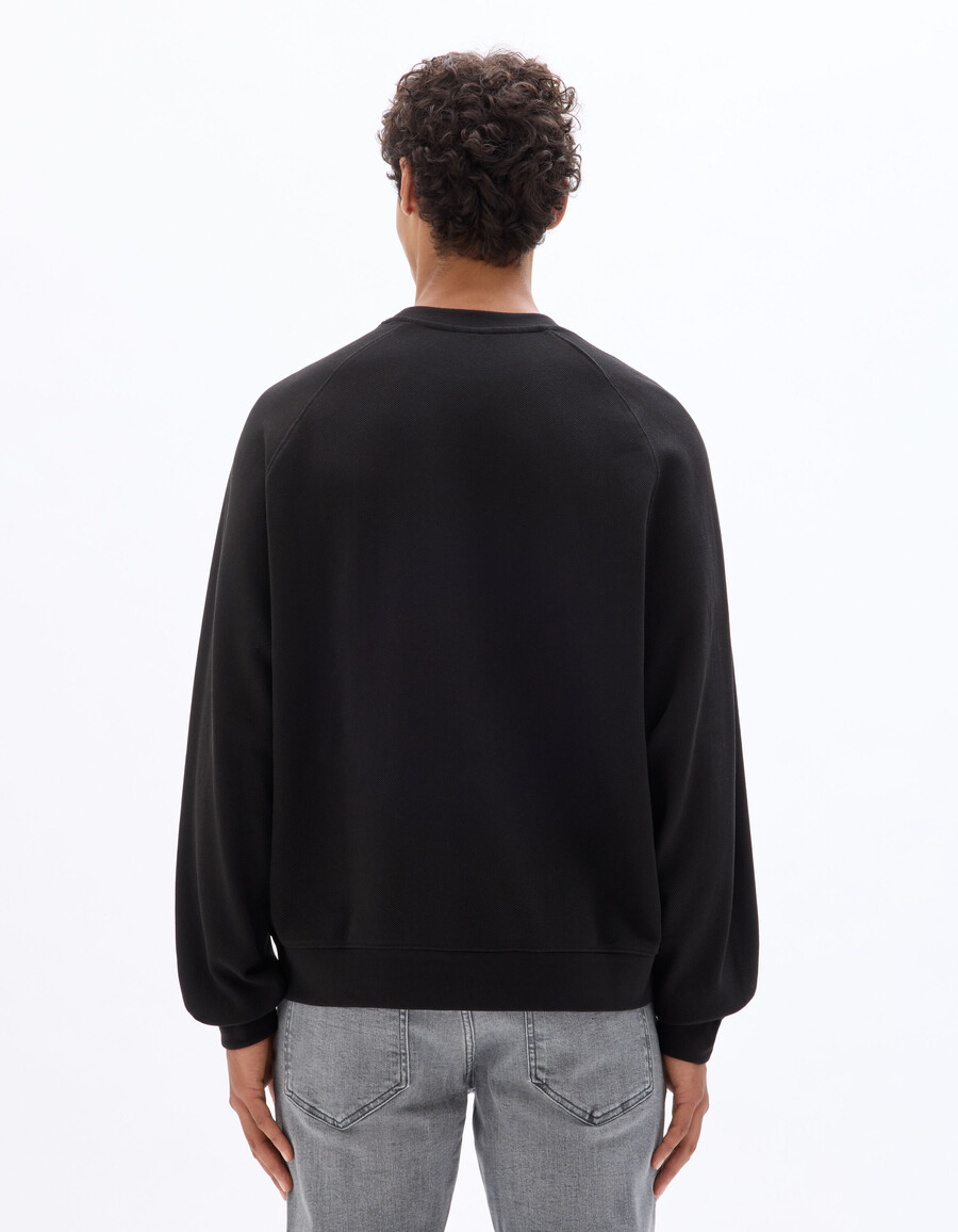 sudadera de piqué de cuello redondo de gran tamaño
