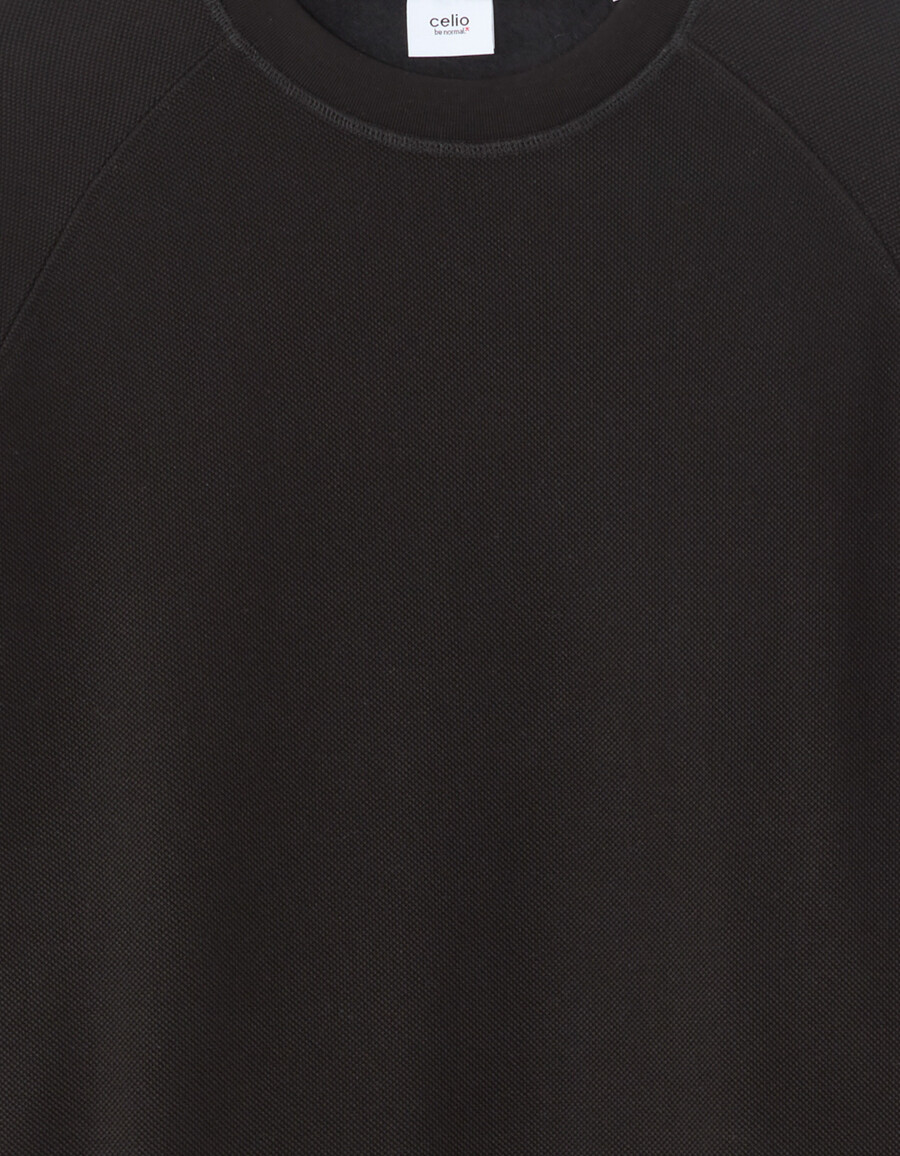 sudadera de piqué de cuello redondo de gran tamaño