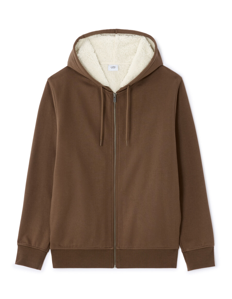 sudadera con capucha y cremallera con forro de sherpa