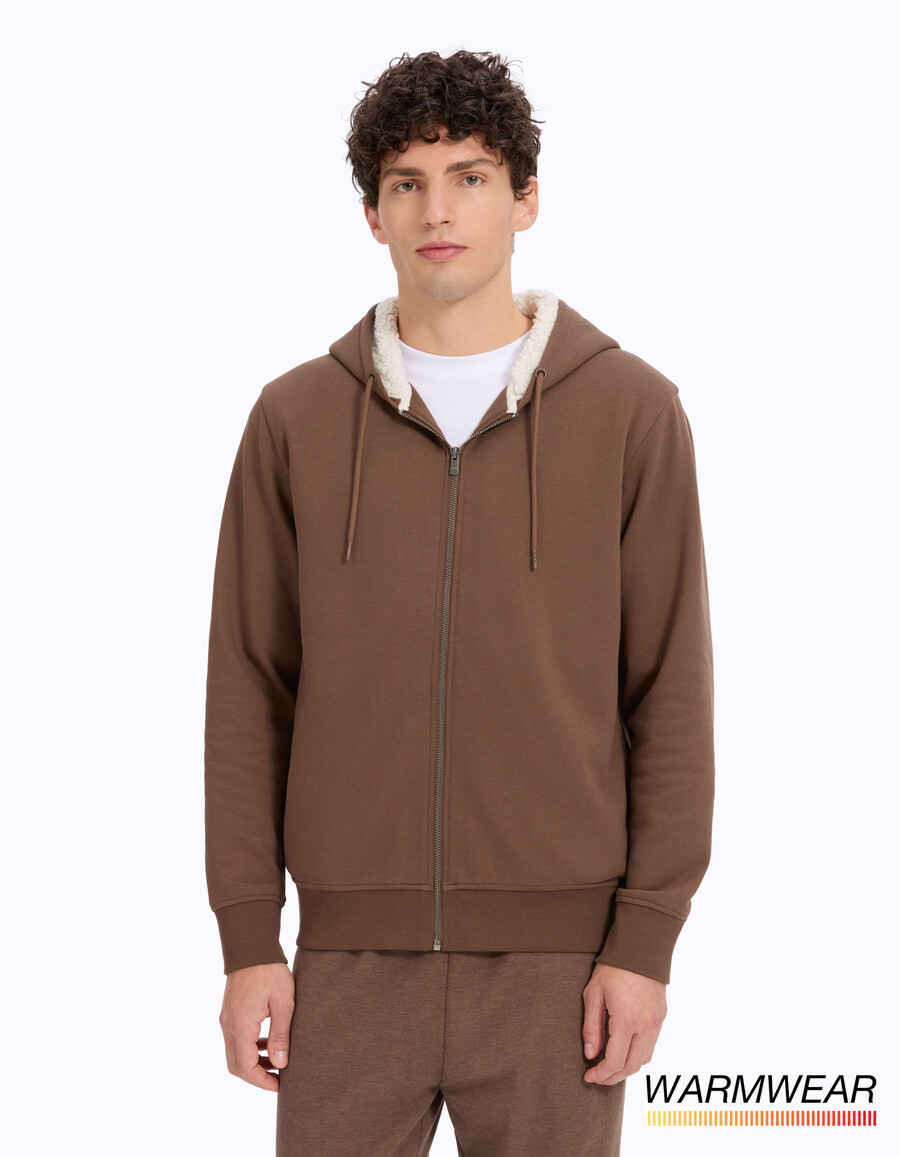 sudadera con capucha y cremallera con forro de sherpa