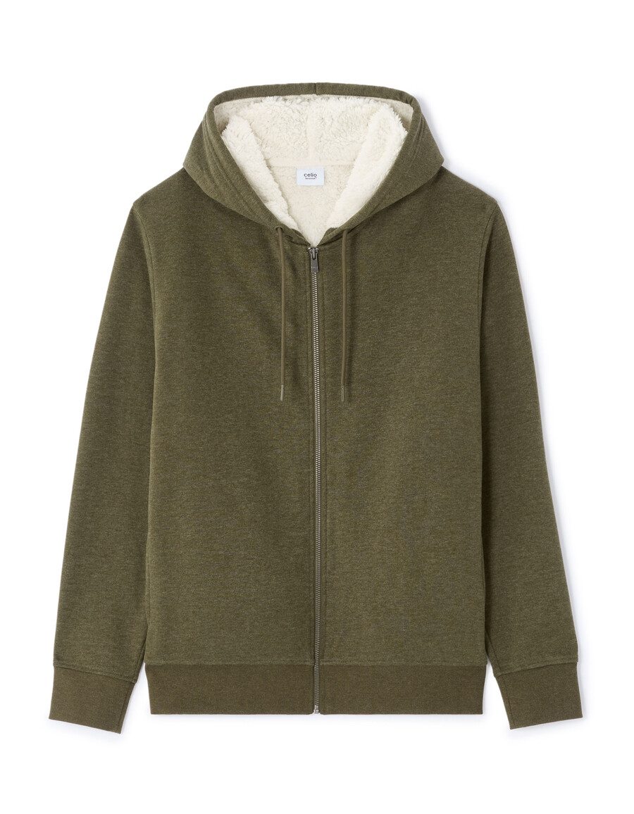 sudadera con capucha y cremallera con forro de sherpa