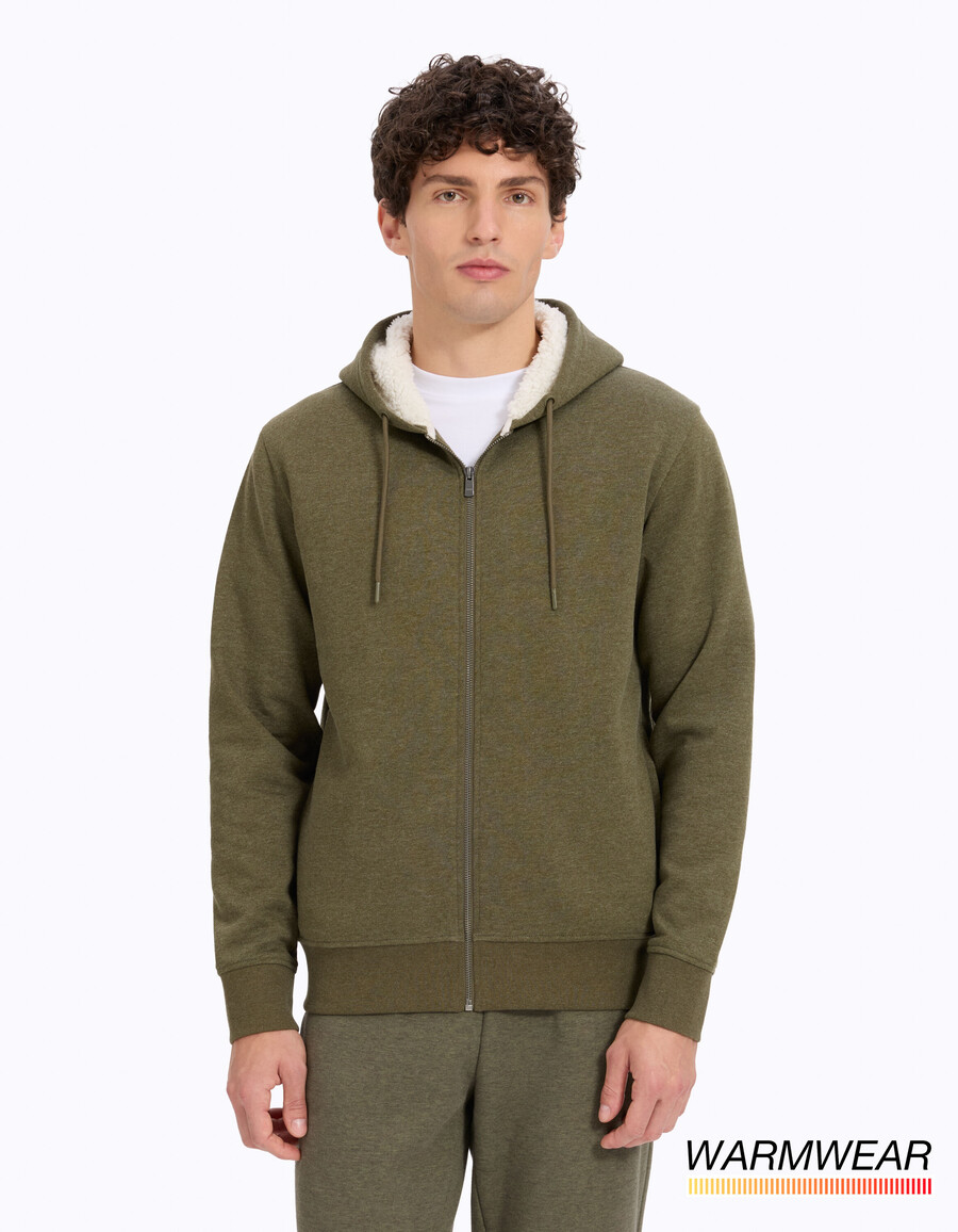 sudadera con capucha y cremallera con forro de sherpa