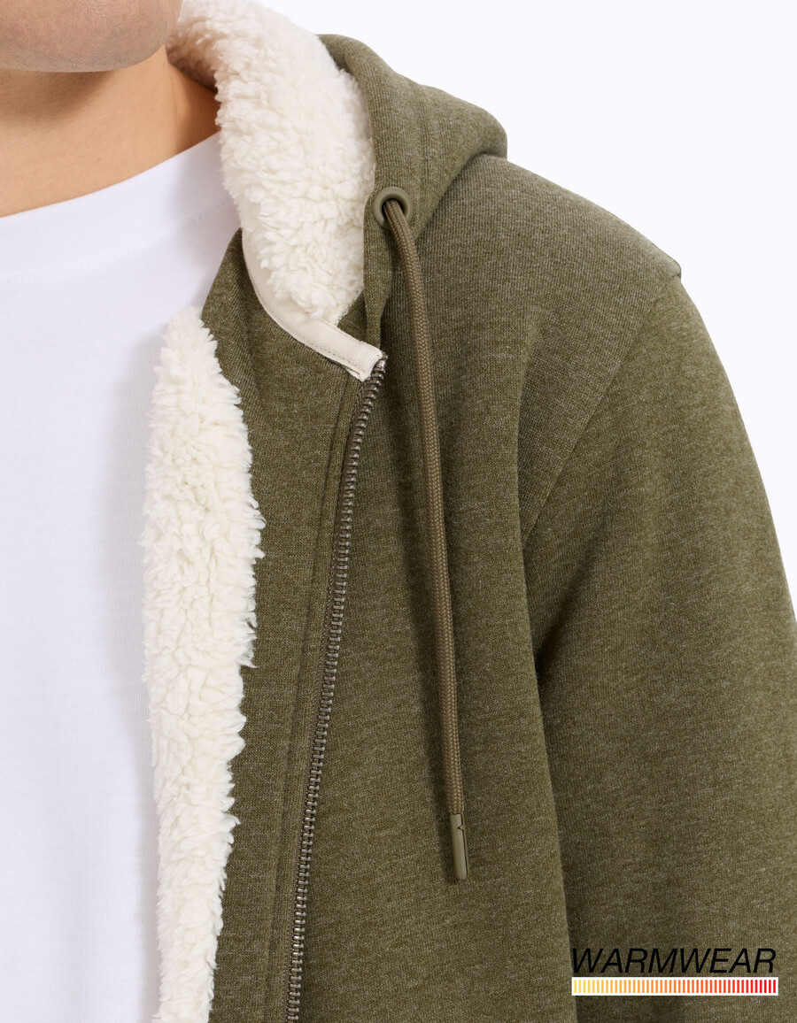 sudadera con capucha y cremallera con forro de sherpa