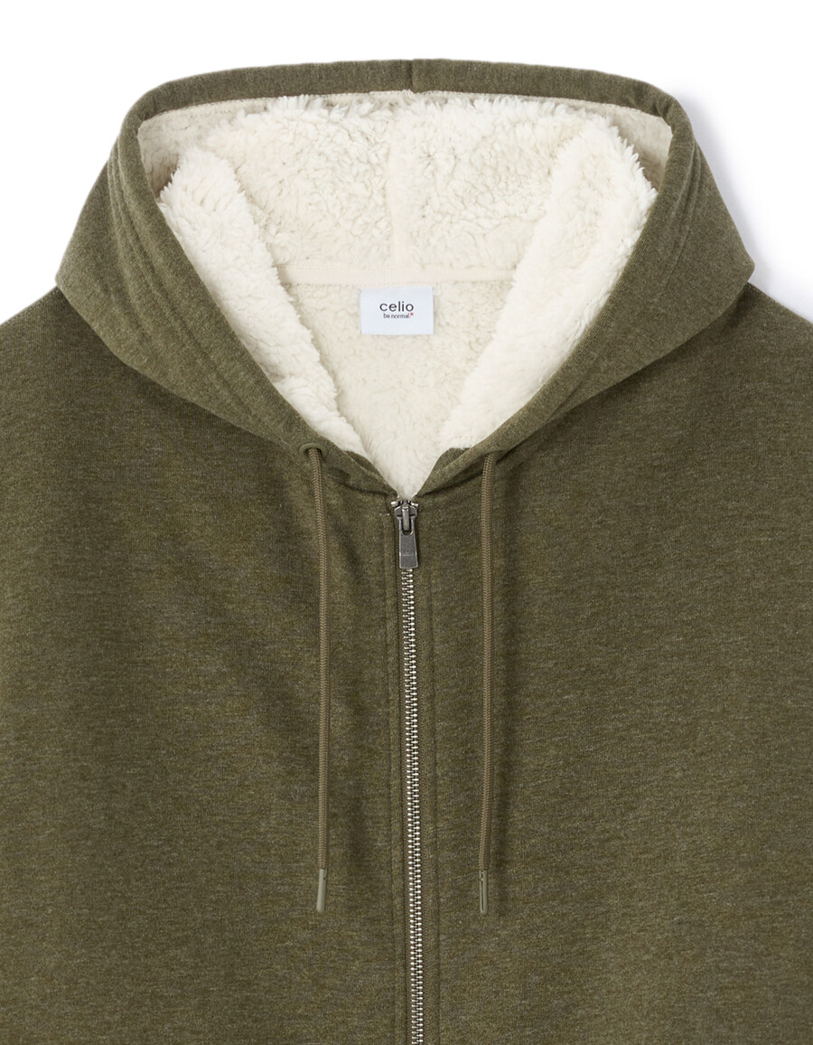 sudadera con capucha y cremallera con forro de sherpa