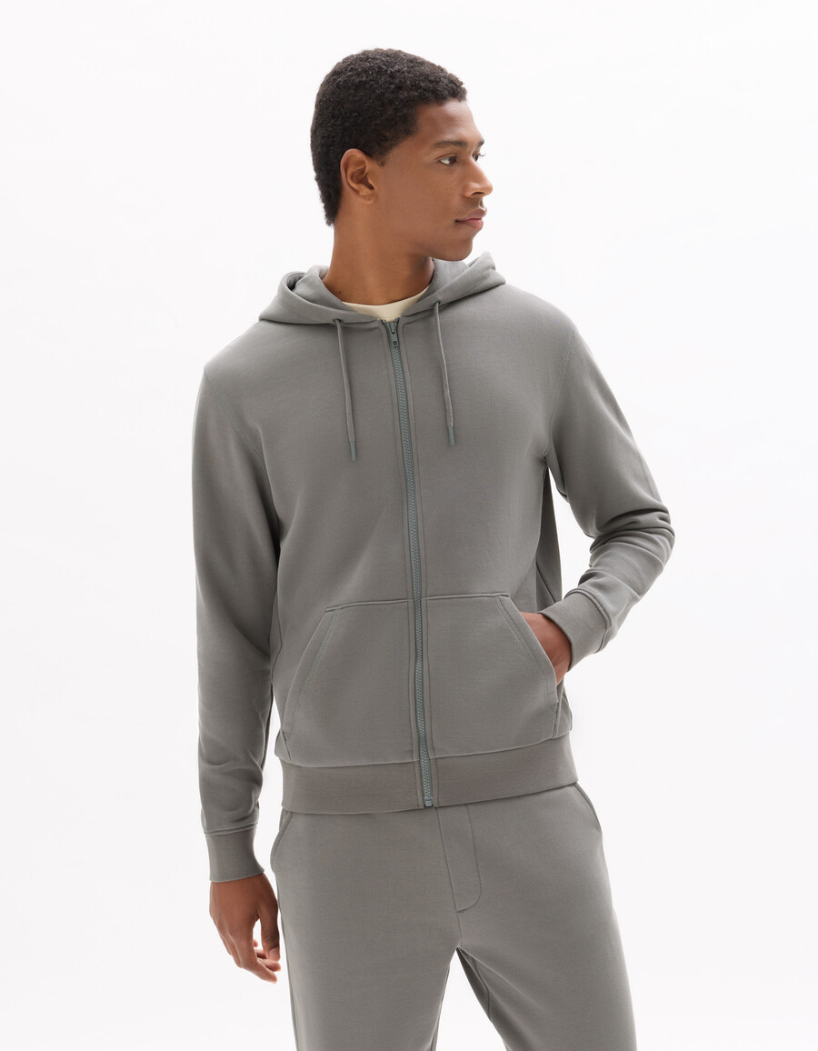sudadera con capucha y cremallera 100 algodón color gris medio