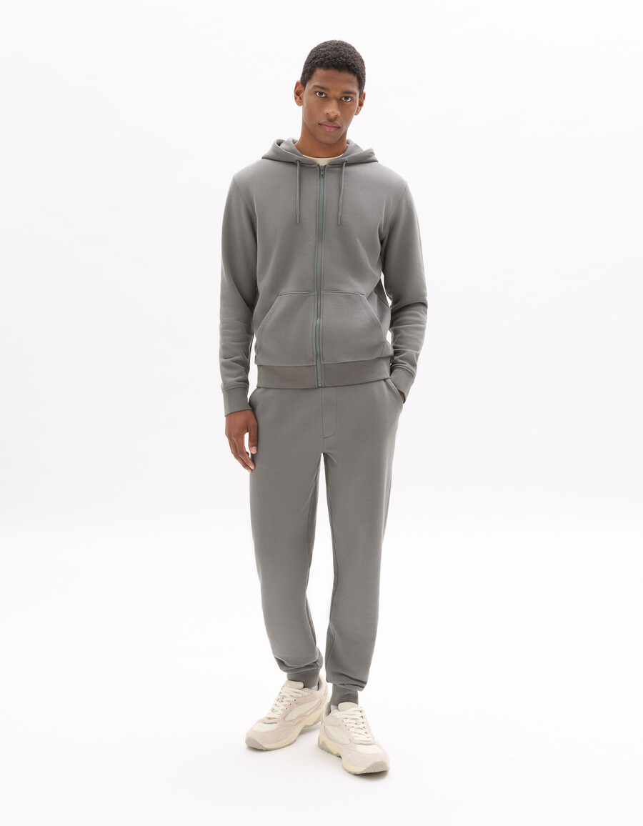 sudadera con capucha y cremallera 100 algodón color gris medio