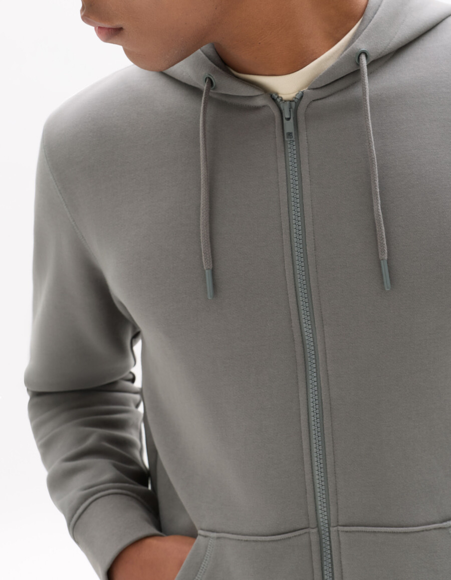 sudadera con capucha y cremallera 100 algodón color gris medio