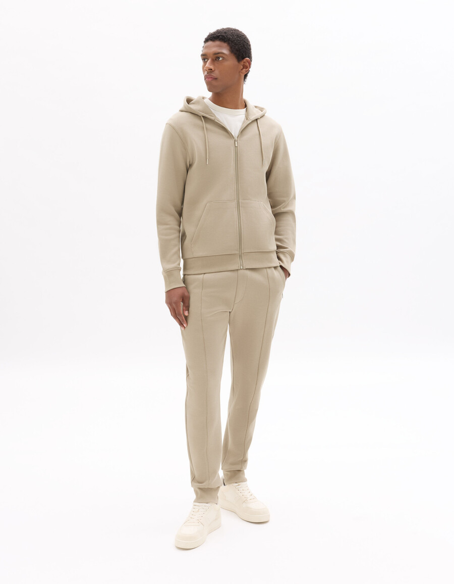 sudadera con capucha y cremallera de piqué de corte regular