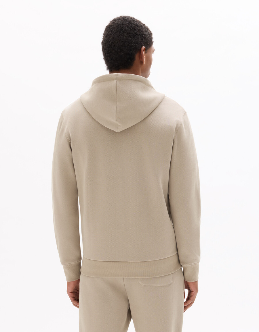 sudadera con capucha y cremallera de piqué de corte regular