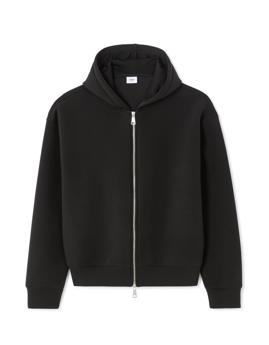 sudadera corta negra de gran tamaño