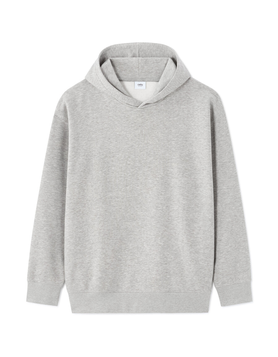sudadera con capucha gris lisa y holgada