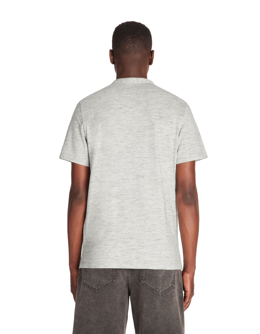 camiseta henley de mezcla de algodón de corte regular en gris claro