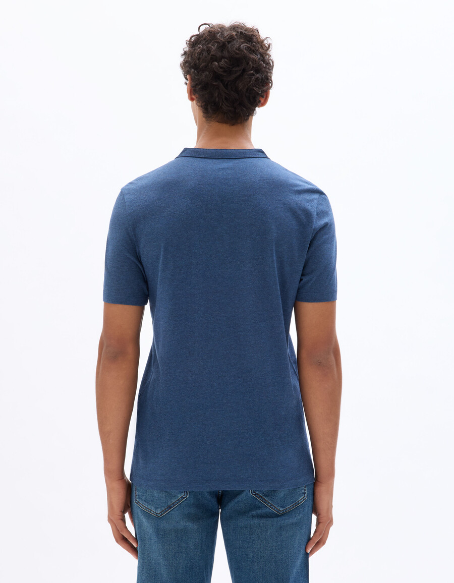 camiseta henley de mezcla de algodón de corte regular