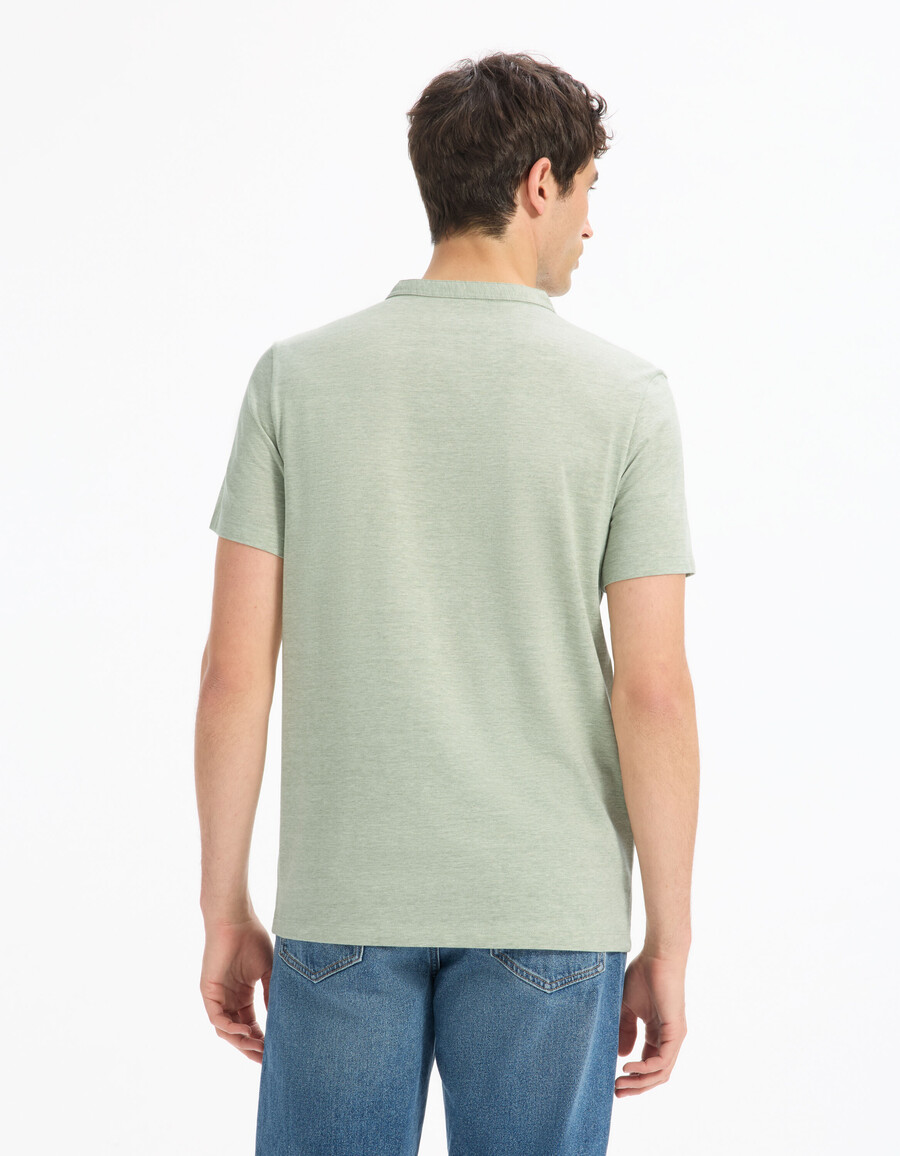 camiseta henley de mezcla de algodón de corte regular