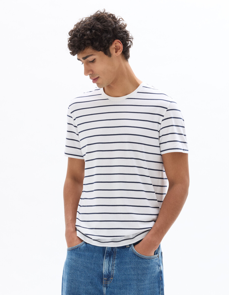 camiseta de rayas rectas 100 algodón
