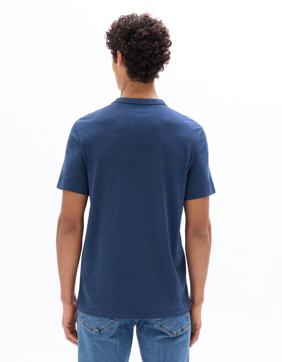 camiseta henley de mezcla de algodón de corte regular