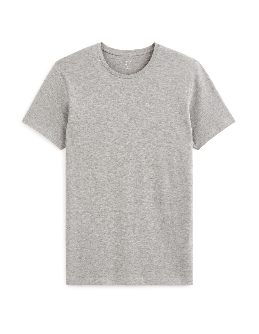 camiseta de cuello redondo de corte entallado en algodón elástico manga larga