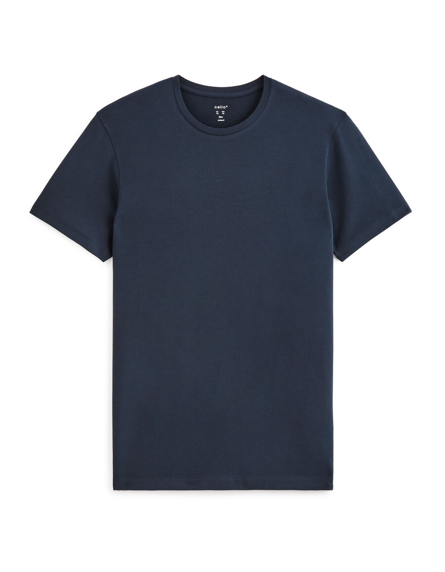 camiseta ajustada de cuello redondo en algodón elástico manga larga