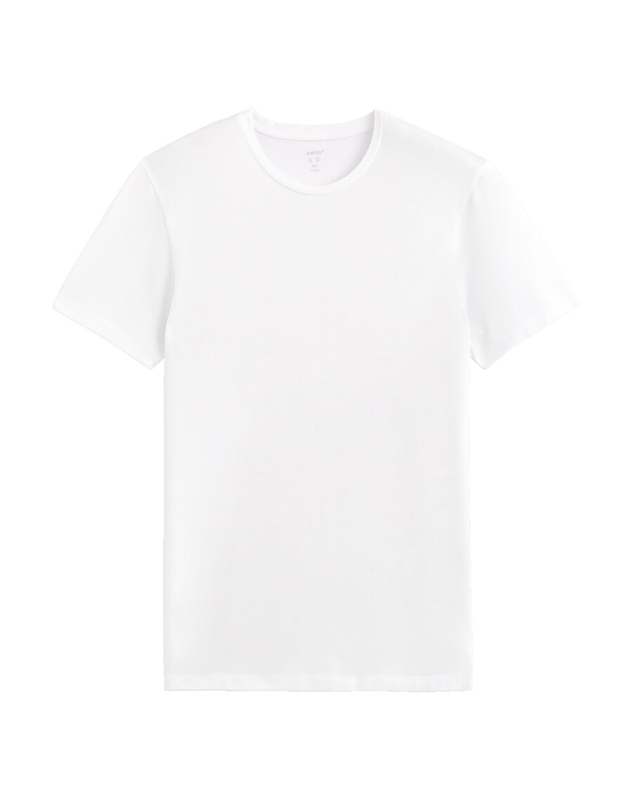 camiseta ajustada de cuello redondo en algodón elástico manga larga