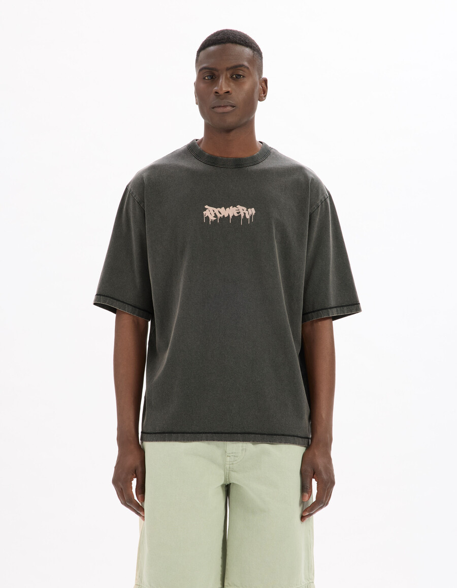 camiseta de cuello redondo extragrande 100 algodón estampada