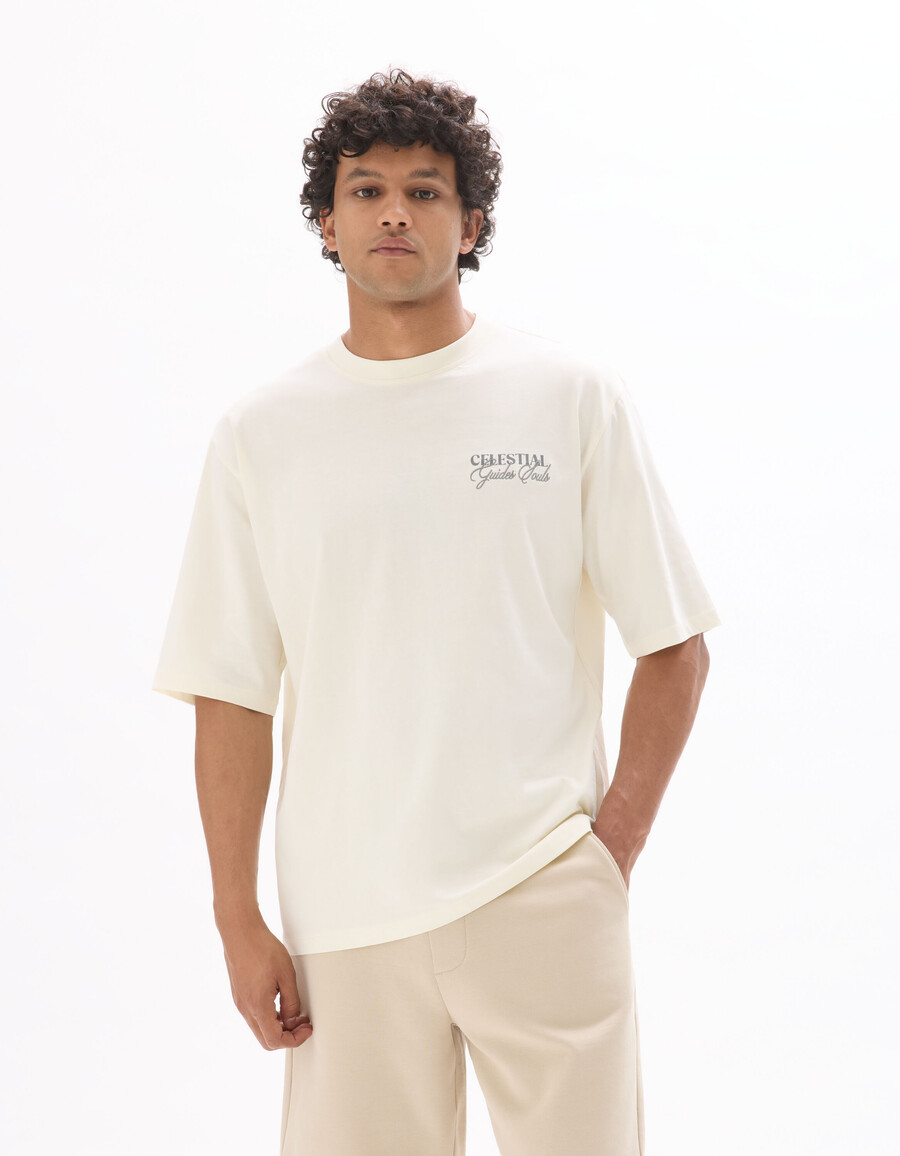 camiseta de cuello redondo extragrande 100 algodón estampado de astros
