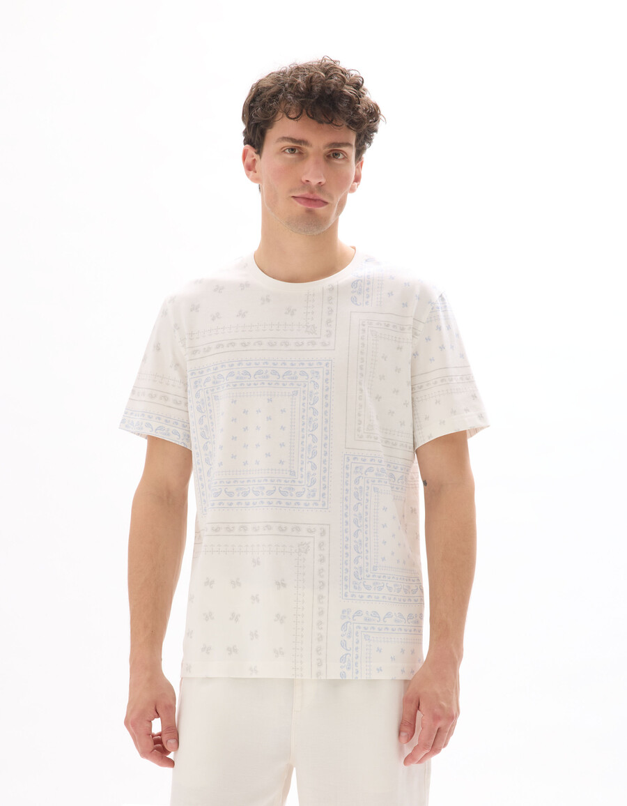 camiseta de cuello redondo y corte cuadrado 100 estampado floral