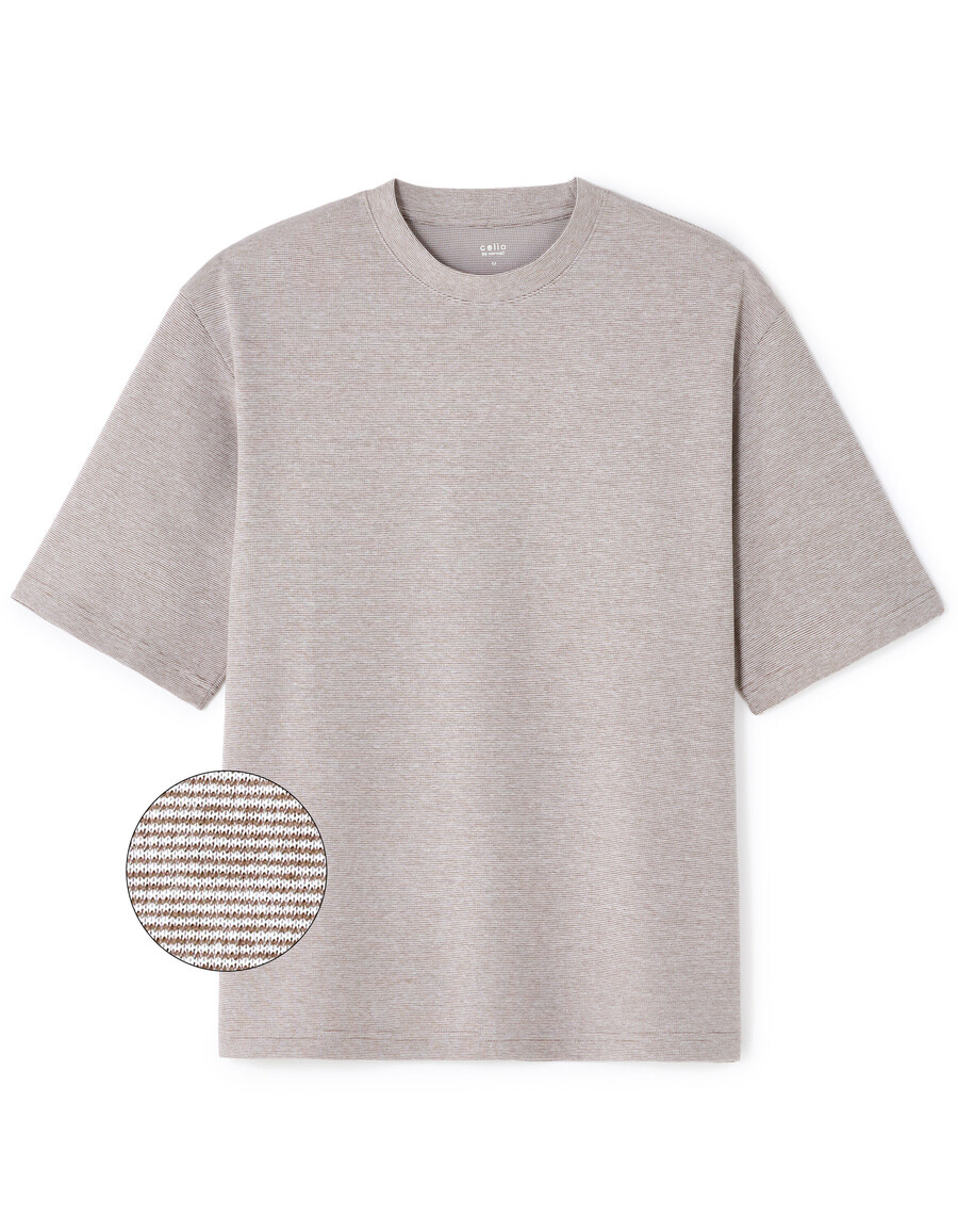 camiseta de cuello redondo a rayas de gran tamaño