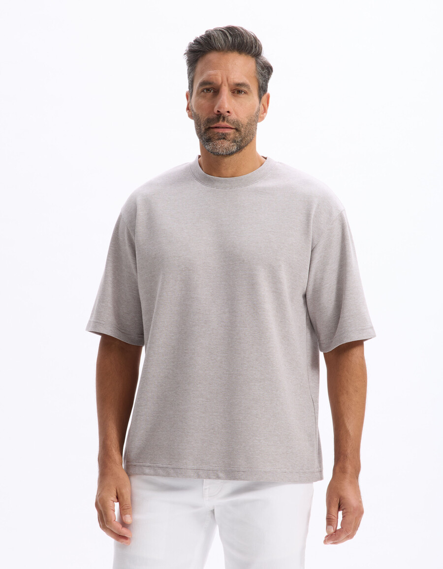 camiseta de cuello redondo a rayas de gran tamaño