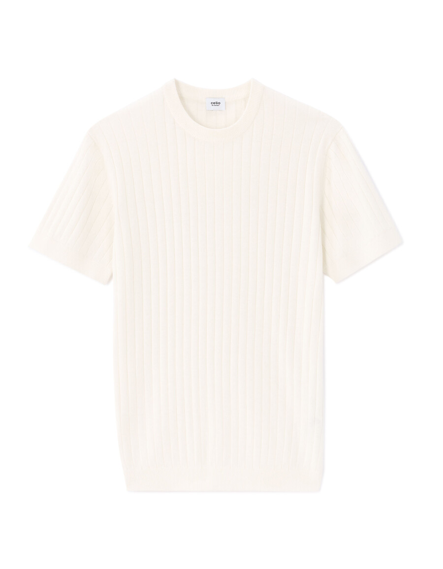 camiseta de punto de cuello redondo y corte regular
