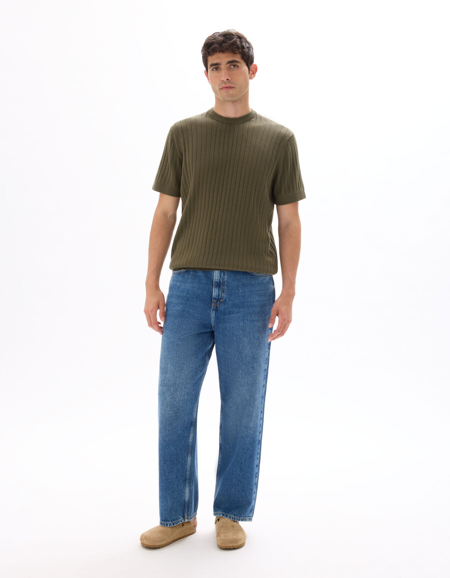 camiseta de punto con cuello redondo regular