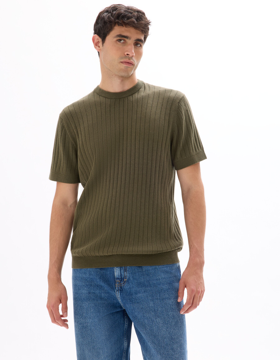 camiseta de punto con cuello redondo regular