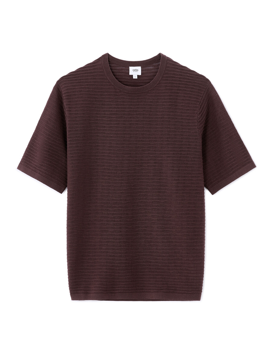 camiseta de punto abierto con cuello redondo y corte cuadrado