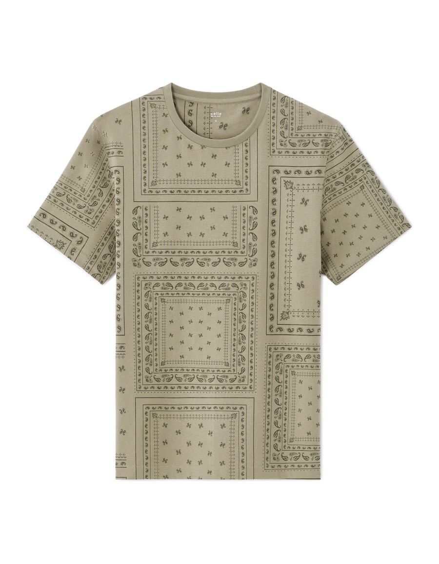 camiseta de cuello redondo y corte cuadrado 100 estampado floral