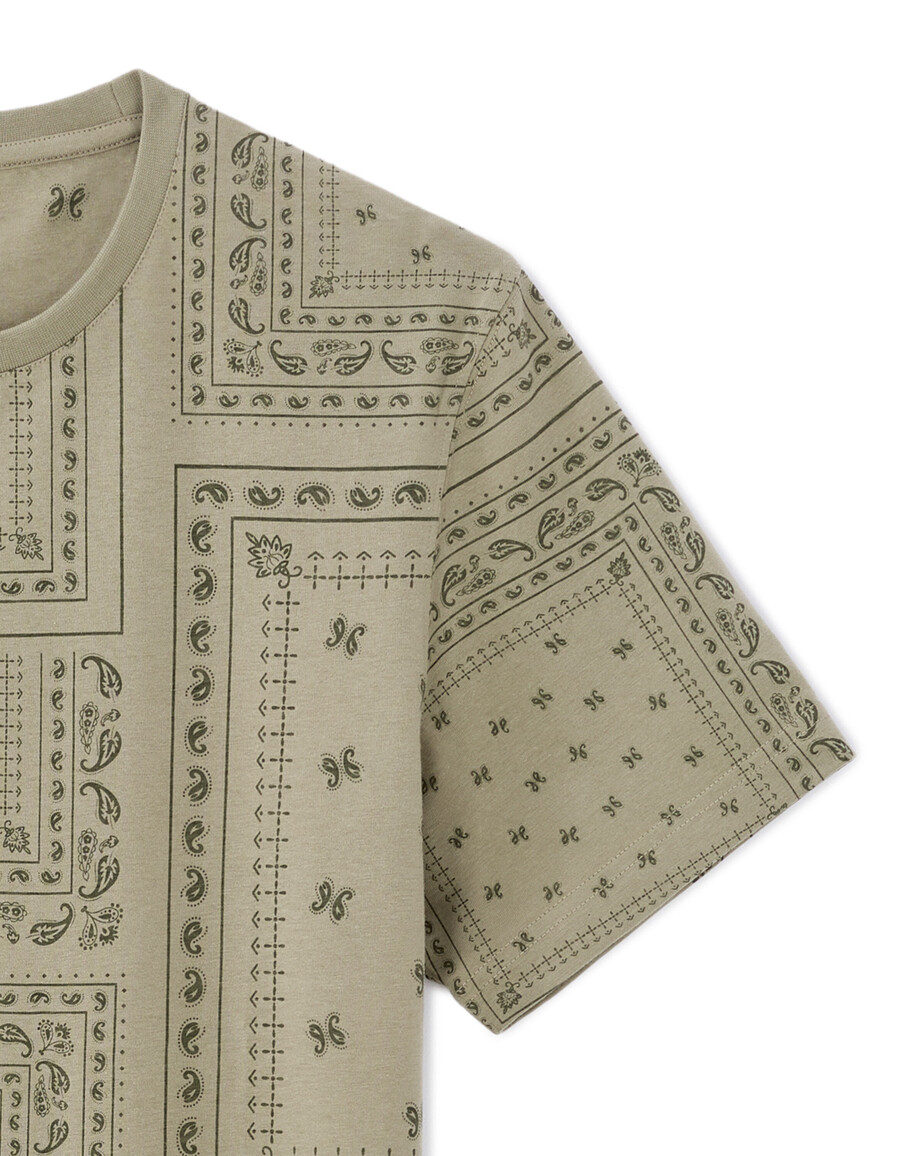camiseta de cuello redondo y corte cuadrado 100 estampado floral