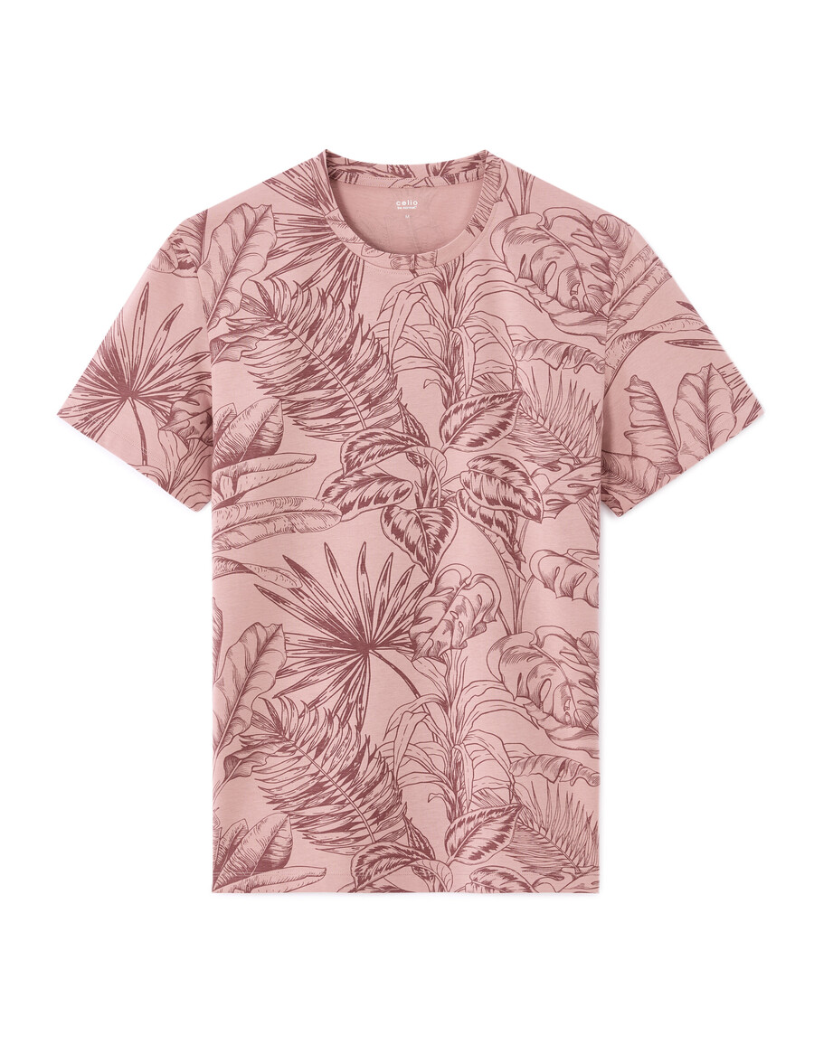 camiseta de cuello redondo de corte regular 100 algodón estampado floral