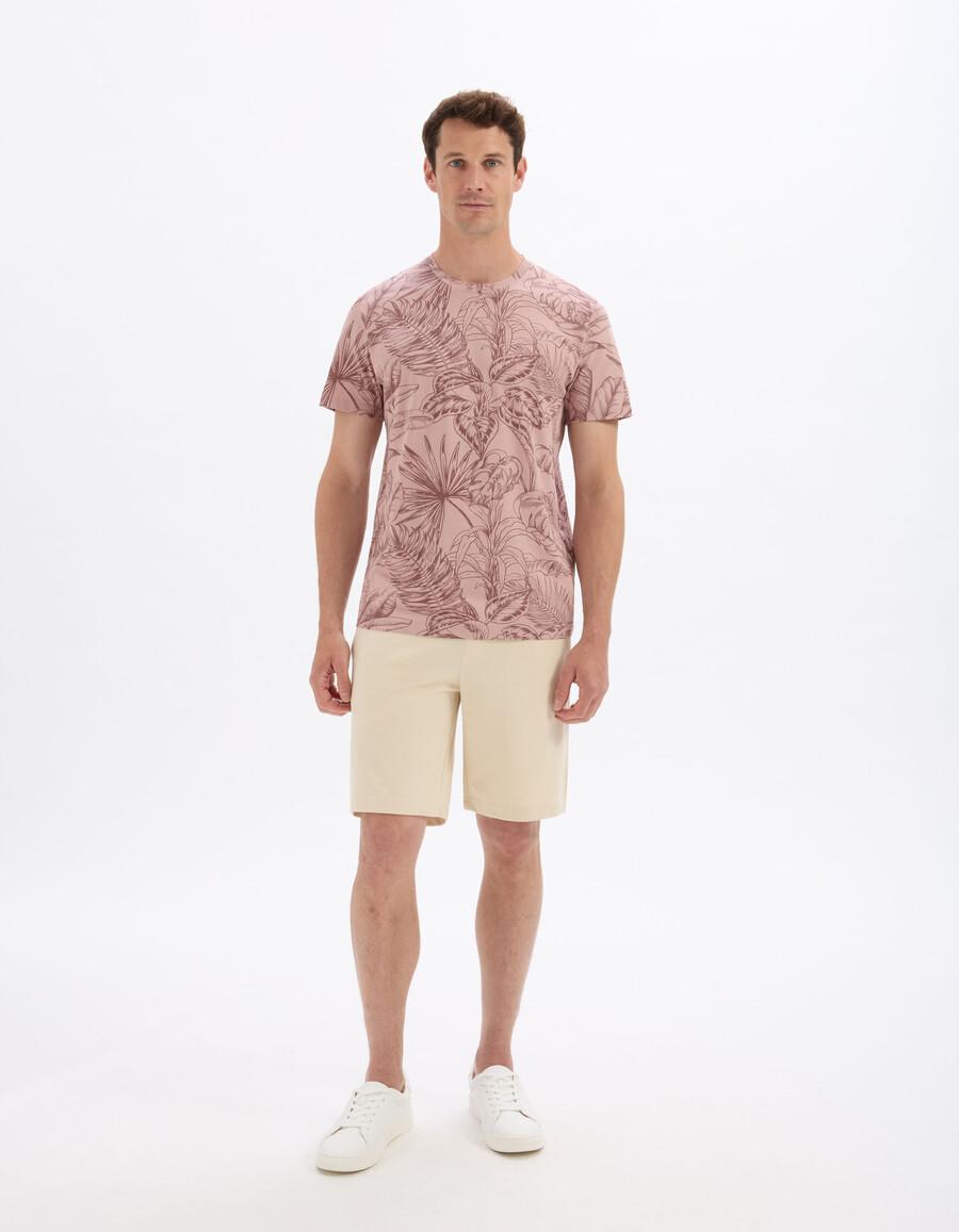 camiseta de cuello redondo de corte regular 100 algodón estampado floral