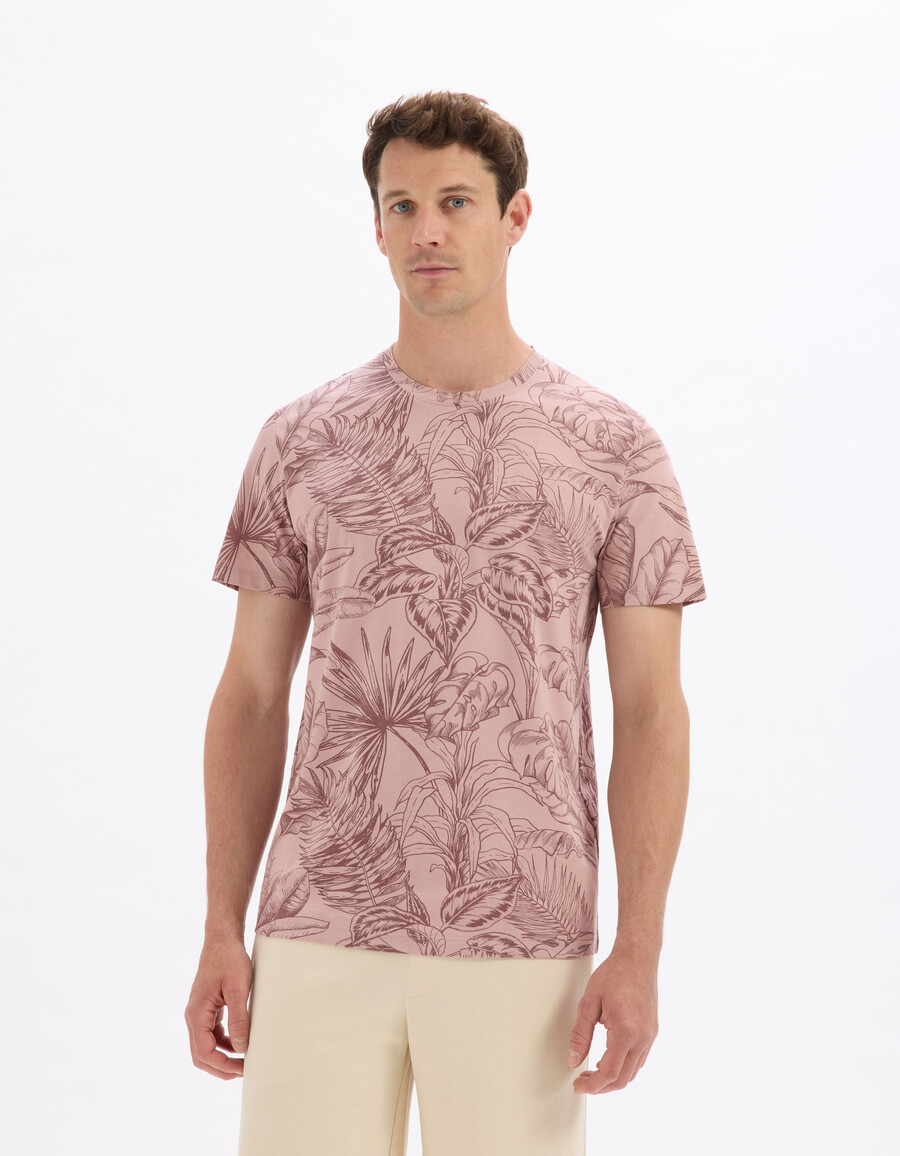 camiseta de cuello redondo de corte regular 100 algodón estampado floral
