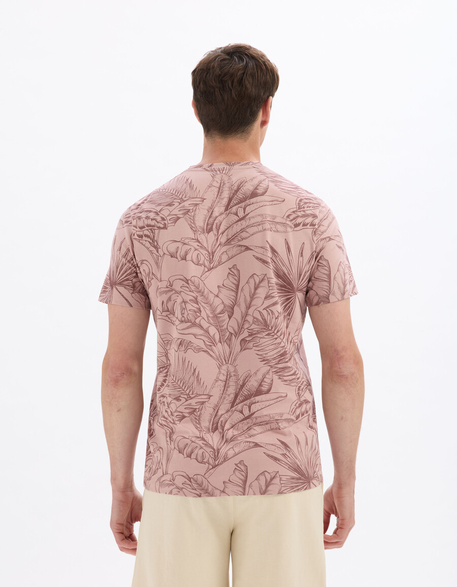 camiseta de cuello redondo de corte regular 100 algodón estampado floral