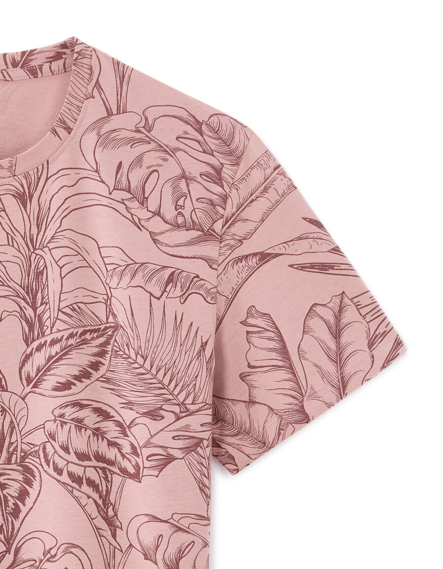 camiseta de cuello redondo de corte regular 100 algodón estampado floral