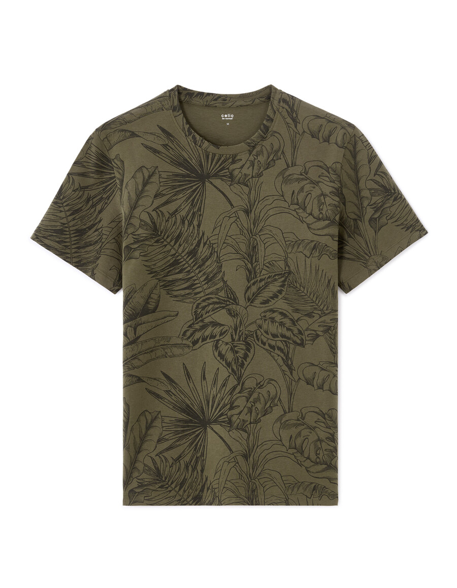 camiseta de cuello redondo de corte regular 100 algodón floral