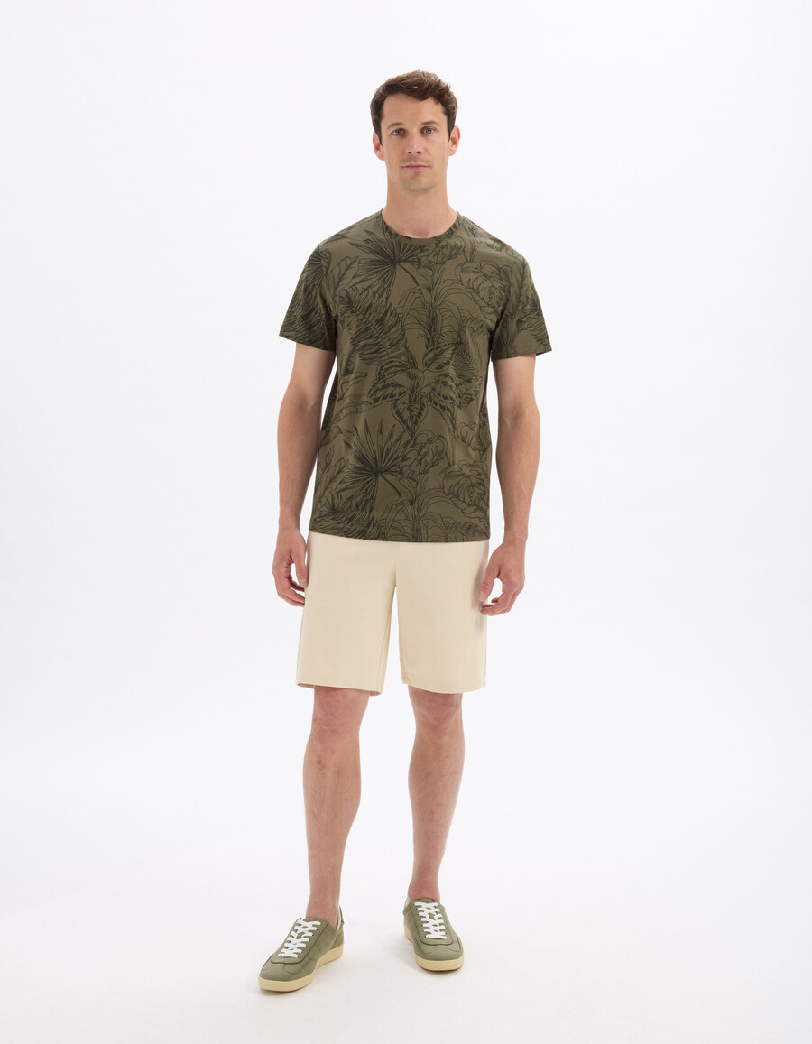 camiseta de cuello redondo de corte regular 100 algodón floral